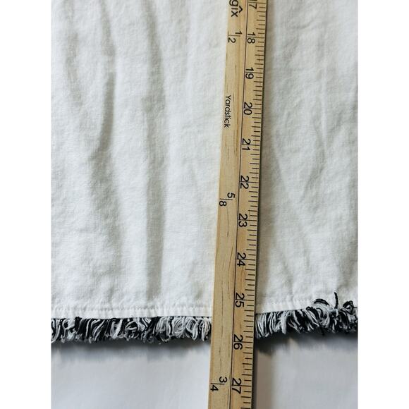 Cynthia Rowley Top Women's 2X Linen Cotton White Black Boho Fringe - Picture 12 of 12